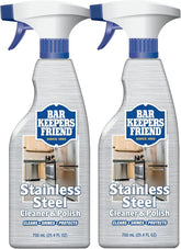 Bar Keepers Friend Stainless Steel Cleaner and Polish Spray (2 x 25.4 oz) Removes Oily Fingerprints, Hard Water Stains, Grime & Food Debris without Scratching or Dulling Appliances & Surfaces