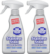 Bar Keepers Friend Stainless Steel Cleaner and Polish Spray (2 x 16 oz) Removes Oily Fingerprints, Hard Water Stains, Grime & Food Debris without Scratching or Dulling Appliances & Surfaces