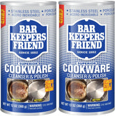 Bar Keepers Friend Cookware Cleanser & Polish (2 x 12 oz) Stainless Steel Cleaner & Degreaser for Pots, Pans, Bakeware & Grills - Removes Sticky Residue, Rust Stains & Lime Deposits