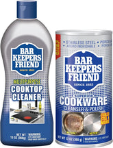 Bar Keepers Friend Cooktop Cleaner (13 oz) Multipurpose Liquid Stovetop Cleanser + Cookware Cleanser & Polish (12 oz) Stainless Steel Cleaner & Degreaser for Pots, Pans, Bakeware & Grills