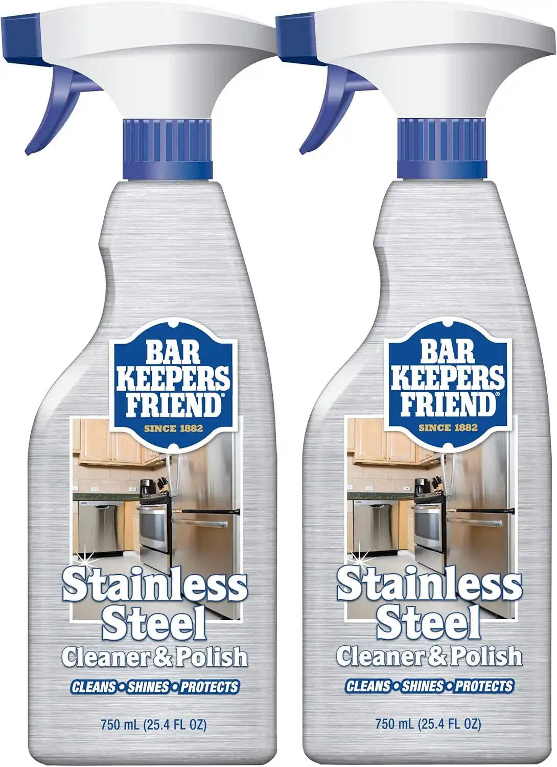 Bar Keepers Friend Stainless Steel Cleaner and Polish Spray (2 x 25.4 oz) Removes Oily Fingerprints, Hard Water Stains, Grime & Food Debris without Scratching or Dulling Appliances & Surfaces